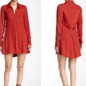 CLEAN!! FREE PEOPLE, This Town Micro Dot, Full Button Shirt Dress. Size M